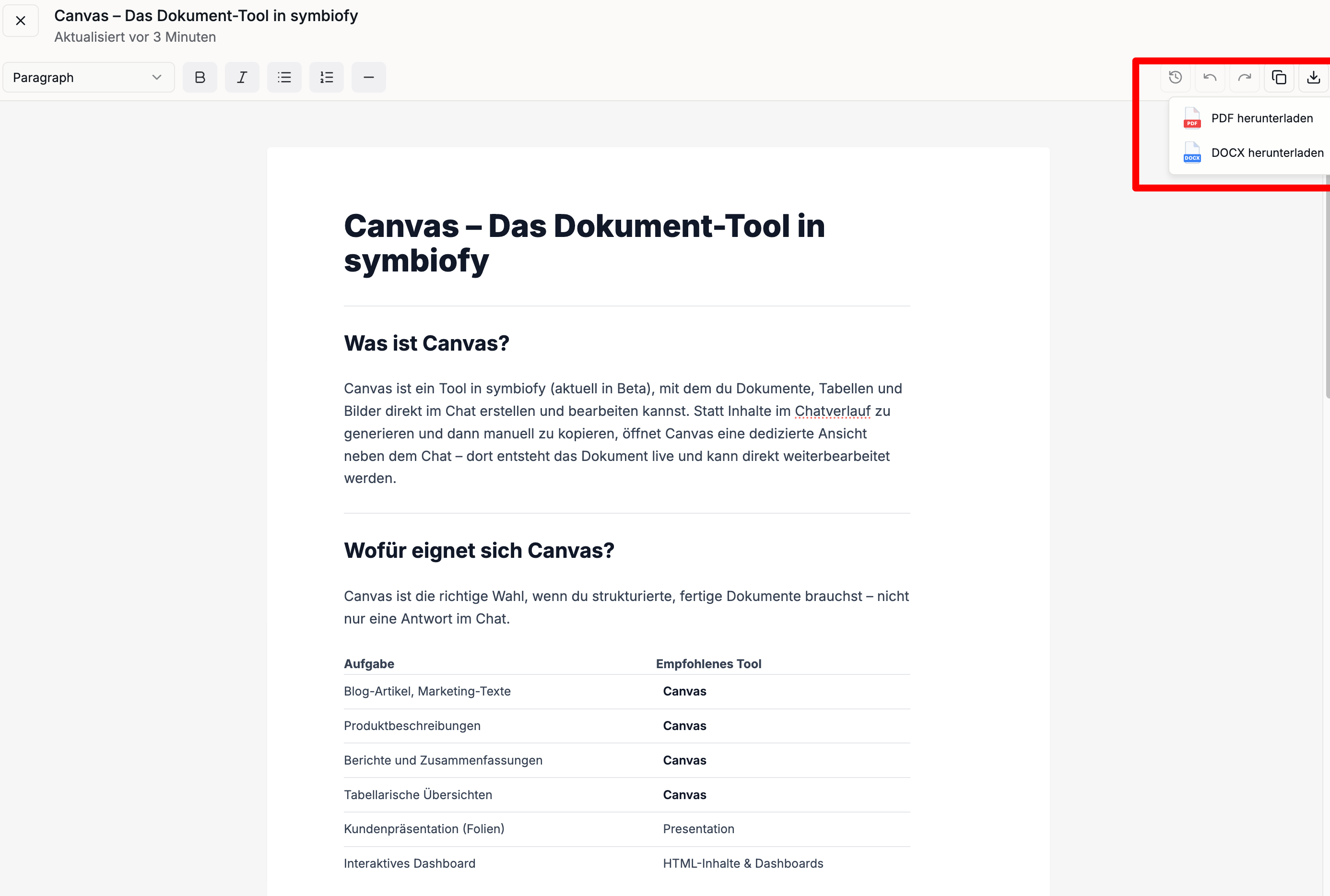Dokument exportieren