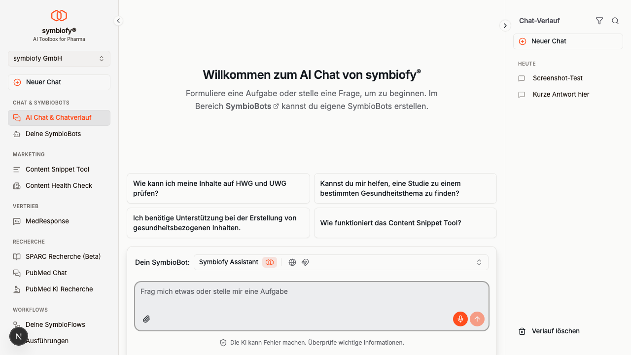 Chat-Verlauf in der Seitenleiste