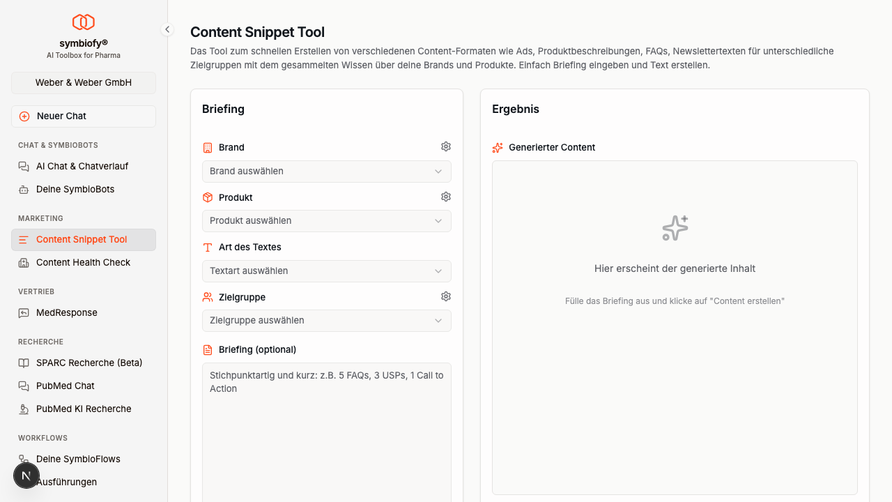 Content Snippet Tool Übersicht
