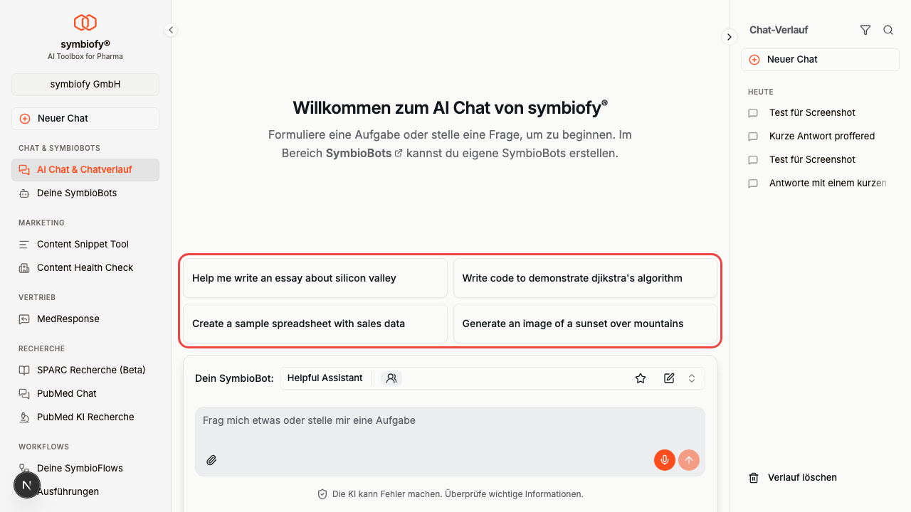 Gesprächseinstiege eines SymbioBots