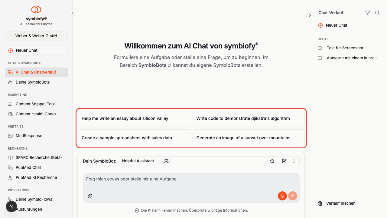 Gesprächseinstiege eines SymbioBots