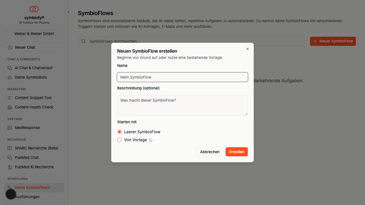 Neuen SymbioFlow erstellen