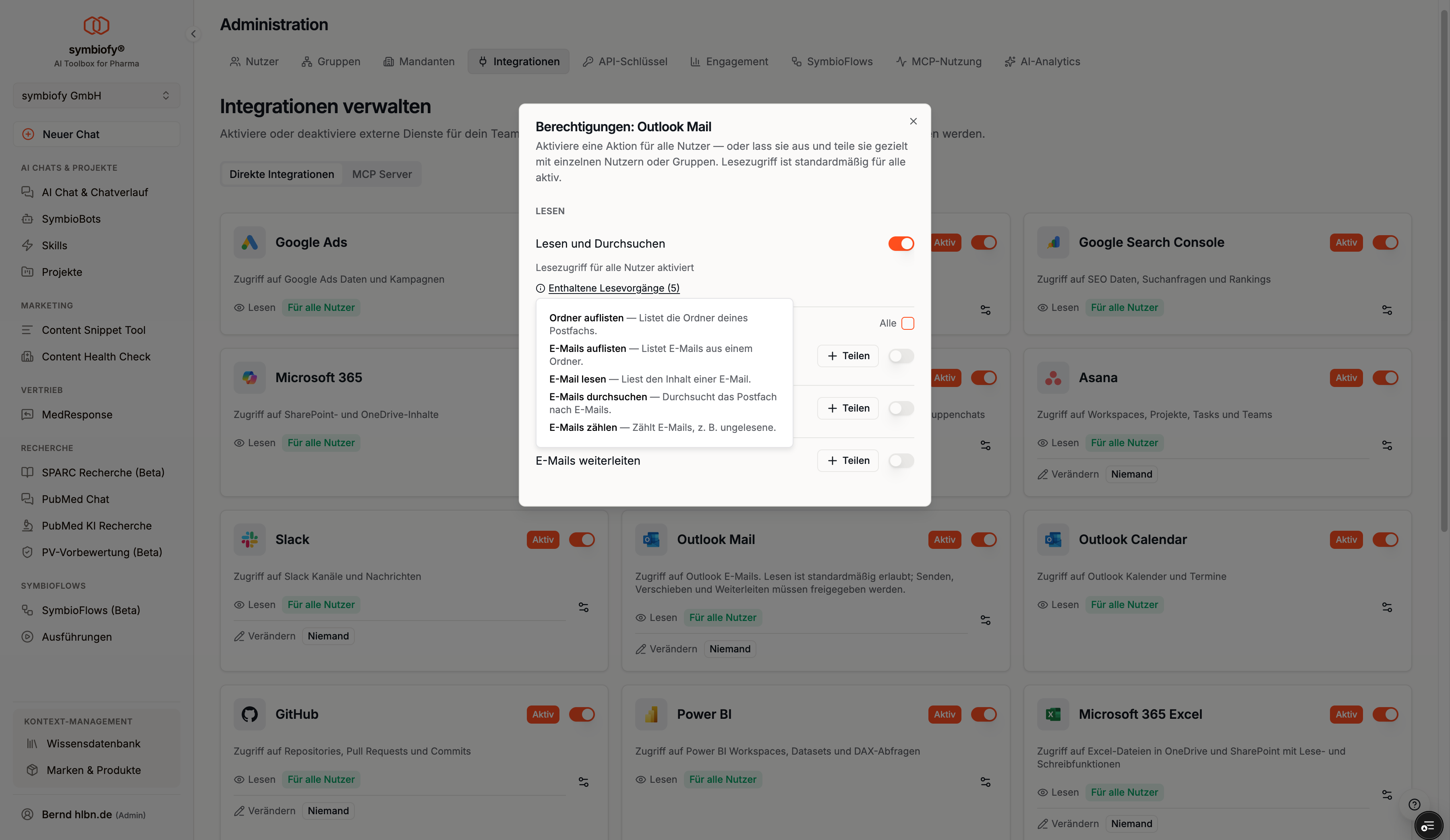 Liste der enthaltenen Lesevorgänge