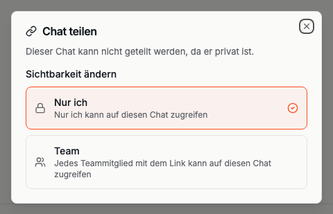Dialog zum Teilen eines Chats