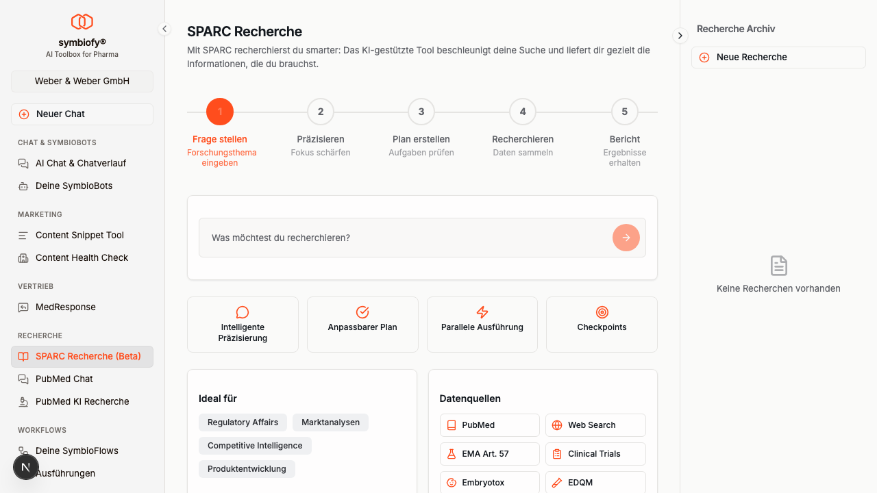 SPARC Recherche Startseite