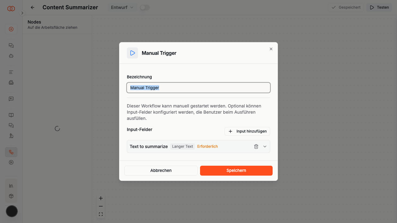 Manueller Trigger konfigurieren